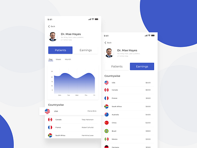 Patients and Earnings Status of a Doctor. app design ios mobile app sketch typography ui ux