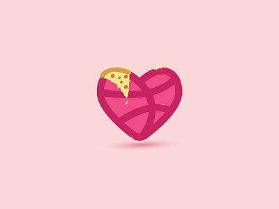 Hey Good Looking ! 1st shot debut dribbble heart hello dribbble illustration love pink pizza valentines day