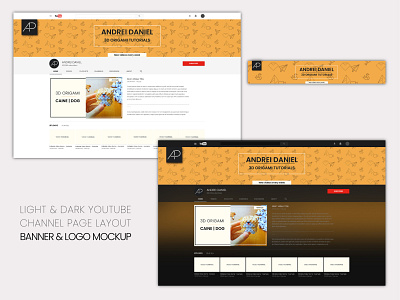 YouTube Channel Page Layout - Light & Dark Mode design graphic design illustration illustrator logo photoshop ui vector youtube