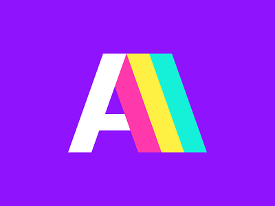 Alpha Color Logo bright letter saturated sketch slant tricolor