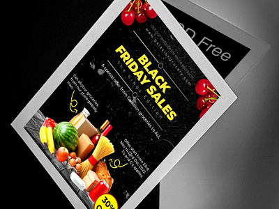 Flyer for grocery store branding illustration motion graphics typography