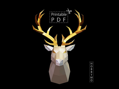 Polygonal Deer Trophy deer paper deer papercraft papercraft templates pdf template stag template