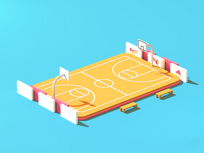 Basketball Court - 3D 3d 4d art cinema4d design illustration project