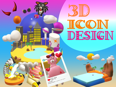 3D ICON DESIGN ART FOR ALL THINK 3d animation app branding design graphic design illustration logo motion graphics typography ui ux vector