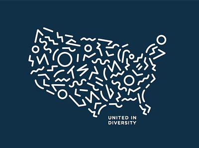 United In Diversity Map diversity equality lines pattern rounded social justice squiggles