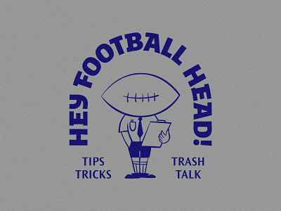 Hey Football Head branding fantasy football football illustration lettering logo podcast retro typography