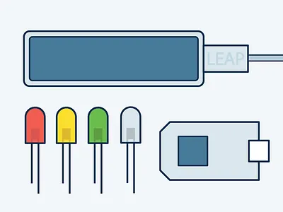 Leap Motion adobe illustrator arduino bulb electronics flatdesign illustrations leapmotion led typography vector