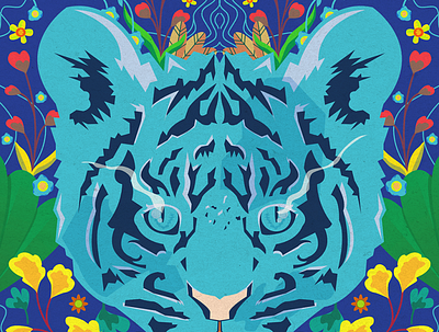 Water tiger year 2022 animal blue design flower graphic design illustration this year tiger vector water water tiger year