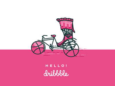 Hello dribbble ( Dribbble Rickshaw )