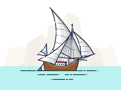 Boat boat cruise ship illustration logo rock sail sailing boat sea ship transporter