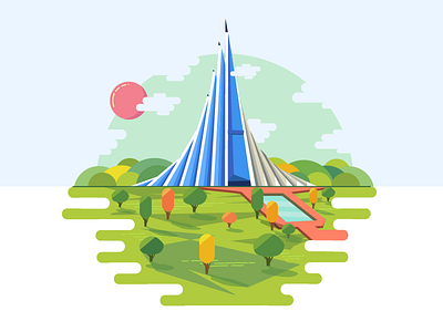 National Monument bangladesh flat design illustration jatiyo smriti soudho landscape art monument national martyrs memorial tower