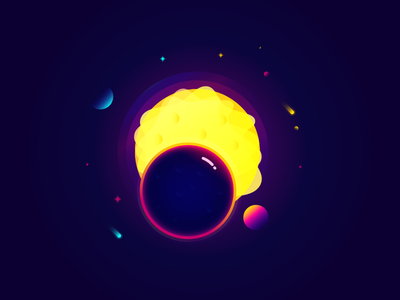 Sun Moon Planet color gradient illustration moon planet sky space star vector vibrant