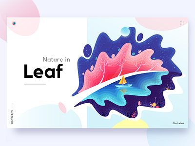 Nature in Leaf boat color flat illustration grain illustration leaf nature noise poster stipple water