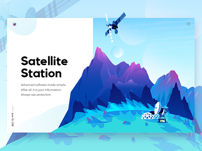Satellite Station In Planet color hill illustration mountain nature planet poster rock satellite space station