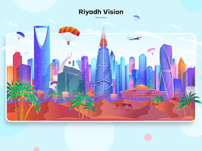 Riyadh Vision Illustration app illustration app screen buildings city illustration desert home page illustration illustration landing page illustration riyadh skyline ui illustration vector design