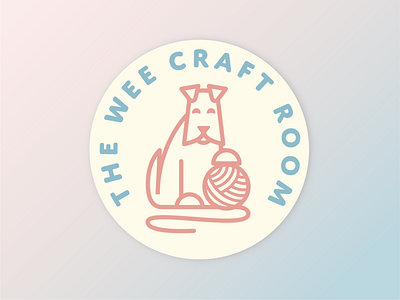 The Wee Craft Room animal branding circle logo craft dog handmade illustration knitting line art logo muted colors pet uk wool