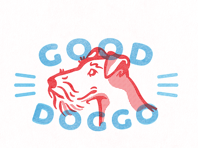 Good Doggo bones debut design dog half tone illustration overprint retro texture vector