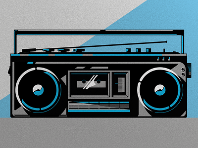 Blaster 80s audio cassette ghettoblaster hifi illustration radio retro shadow speakers tuner