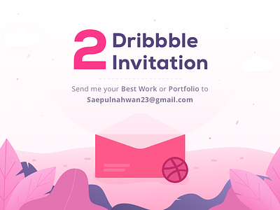 2 Dribbble Invitation draft dribbble dribbble invitation illustration invitation invite