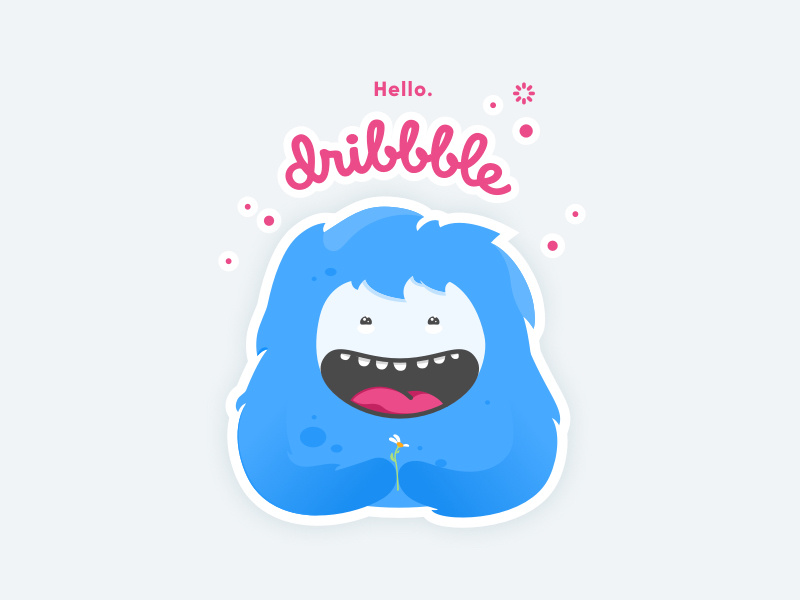 Hello Dribbble! monster hello invitation illustration first debut