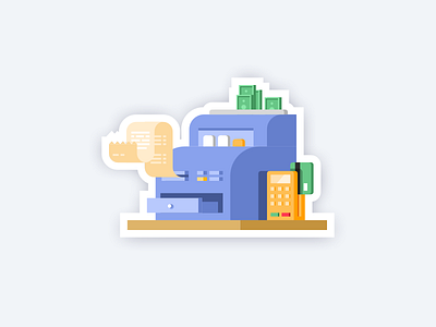 Cashier cashbox icons illustration money web