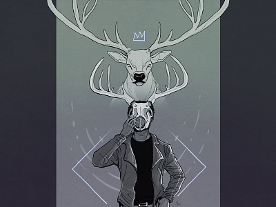 Go out in the woods art character design character designs deer illustration skull