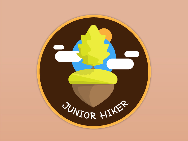 Junior Hiker Patch Design hiker hiking nature oak outdoor patch patchgame vector vector illustration