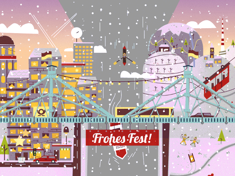 Animated Christmas Card / City of Dresden animated illustration animation christmas city gif motion design snowflakes vector vector illustration viole winter xmas