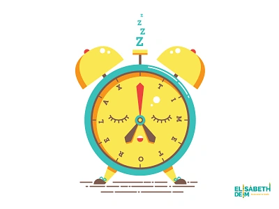 Time To Relax alarm clock clock relax screen print screenprint sleeping turquoise vector vector illustration vectorillustration yellow