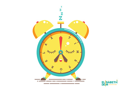 Time To Relax alarm clock clock relax screen print screenprint sleeping turquoise vector vector illustration vectorillustration yellow