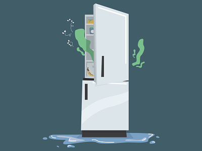 This fridge is out of order! appliance broken editorial flat design fridge illustration infographic refrigerator vector