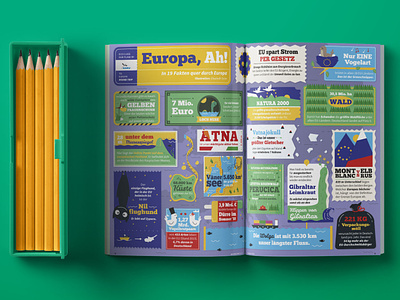 Infographic "19 Facts About European Nature" colorful editorial illustration europe facts flat illustration infographic vector illustration