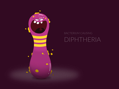 Character Design - Diphteria Bacterium adobe illustrator bacterium character character design flat design illustration monster vaccination vaccine vector vector illustration virus