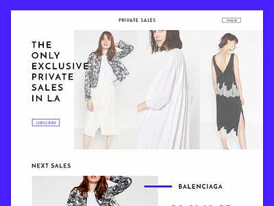 Fashion landing page fashion interface minimalism purple