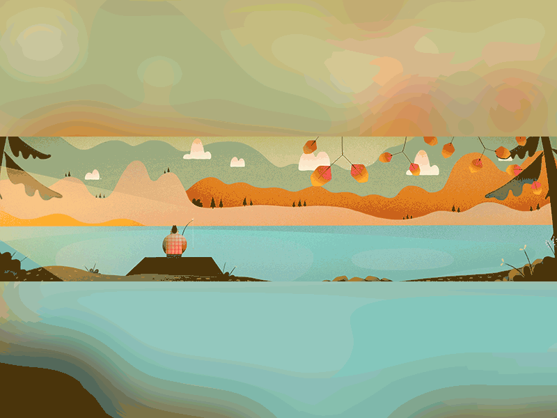 autumn lake 2d animation autumn character character design color illustration landscape motion