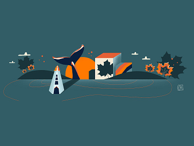 Autumn Canada animation autumn blue canada color design graphic graphicdesign illustration illustration art illustrator orange whales
