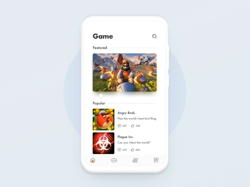 Game 3d animation app cards clean game motion simple ui