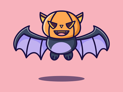 Bat with pumpkin head adobe illustration art work bat bat illustration cute design design digital art graphic design halloween illustration logo pumkin illustration pumpkin scary halloween vector