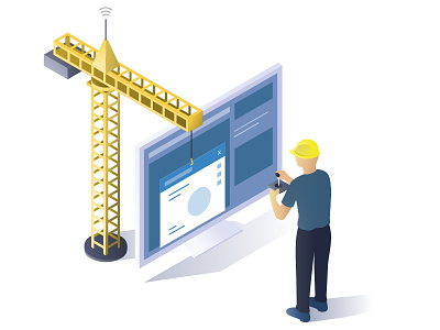 Constructing a website concept construction crane design illustration ui user interface website