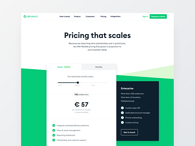 Deliverect - Pricing branding design pricing pricing page pricing plans pricing table slider ui ux visual