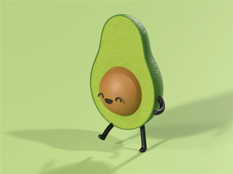 Happy lil' avocado 3d animation animation 3d avocado cartoon cinema4d fruit green happy illustration loop render