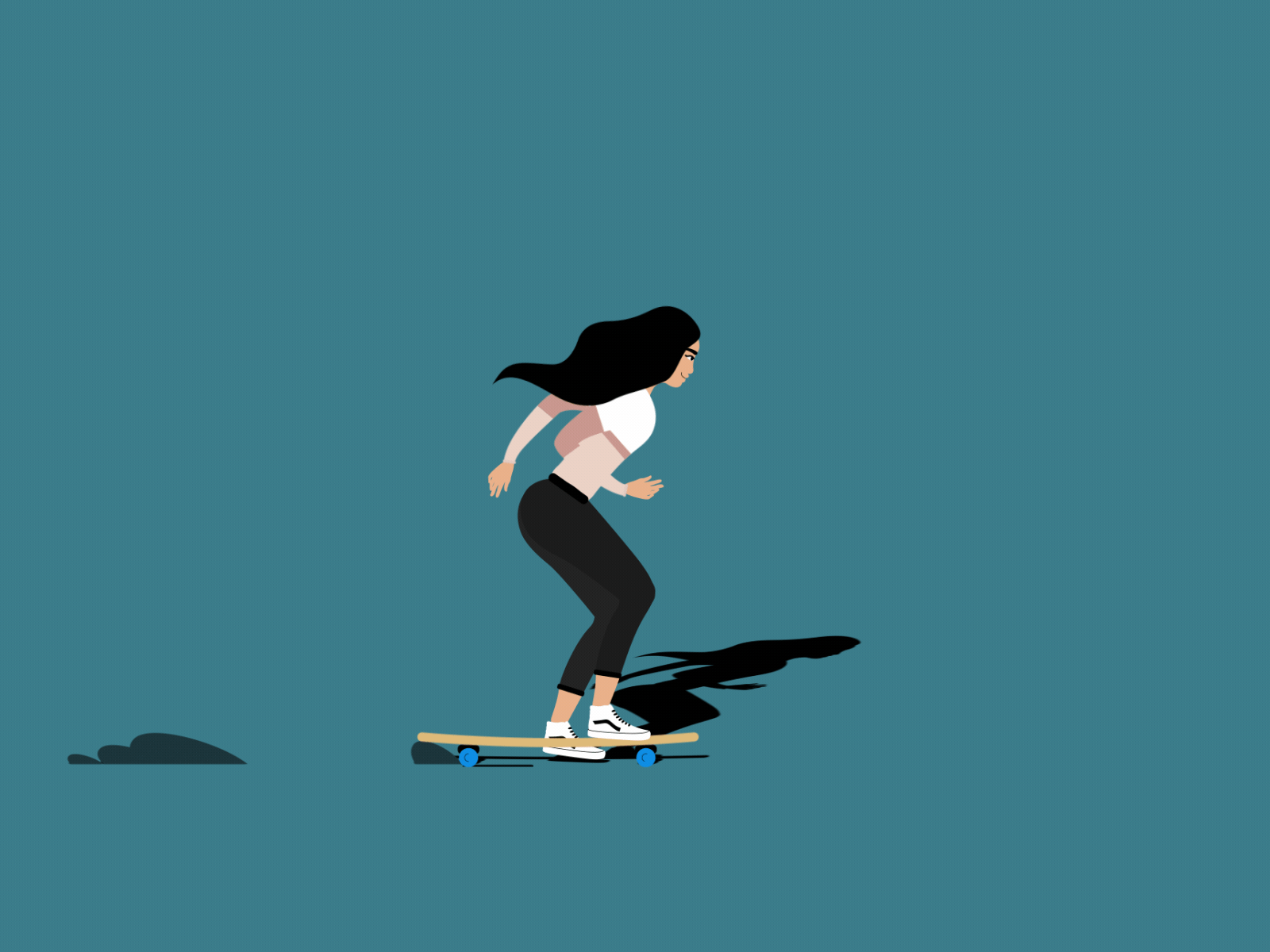Longboard Girl animation character animation illustration longboard motion design motion graphics vector