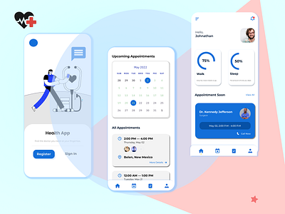 Health app with appointments android android ap app appointment app branding design doctor app graphic design health app illustration ios app logo mobile mobile application typography ui ux vector