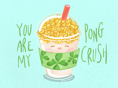 You are my Pong Crush character cute cute art cute illustration design drink drinks fan art four leaf clover ice blended illustration pong crush sf9 smoothie youngbin