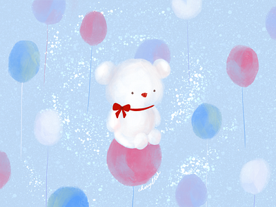 Dreaming on balloon clouds balloon bear cute cute art design illustration teddy teddy bear