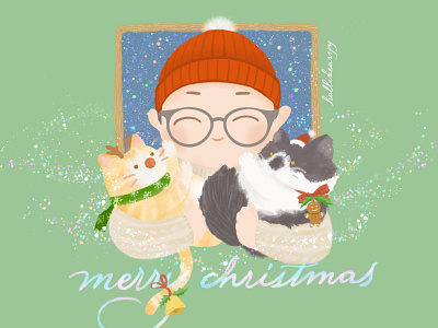 Christmas with Cats cat cat illustration character christmas cute cute art cute cat cute illustration design fan art illustration portrait portrait illustration sf9 xmas