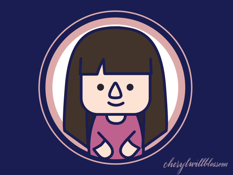Self Portrait animation character character design cute female girl motion graphics pink portrait square face
