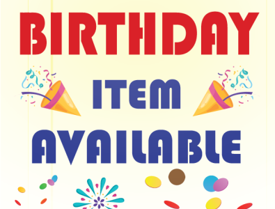 BIRTHDAY ITEMS AVAILABLE X-BANNER