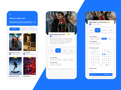 Cinema App app app design blue design flat product design ui user interface ux uxui
