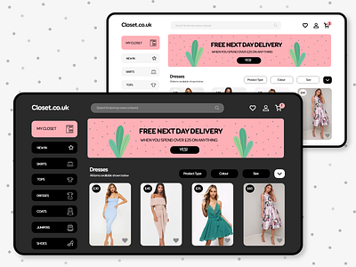 Fashion Web App | Closet.co.uk in Dark Mode